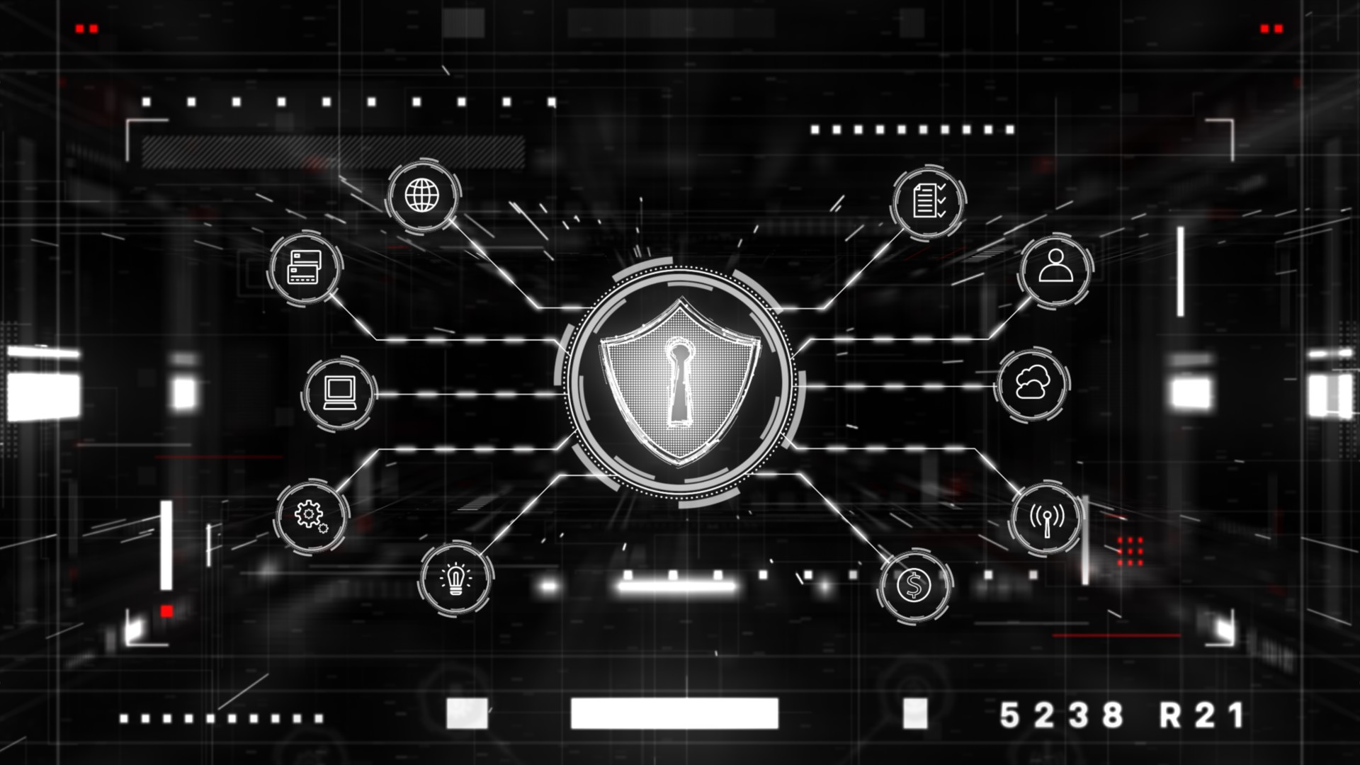 Shield Icon Cyber Security Technology Digital Data Protection Future Background. 3d rendering